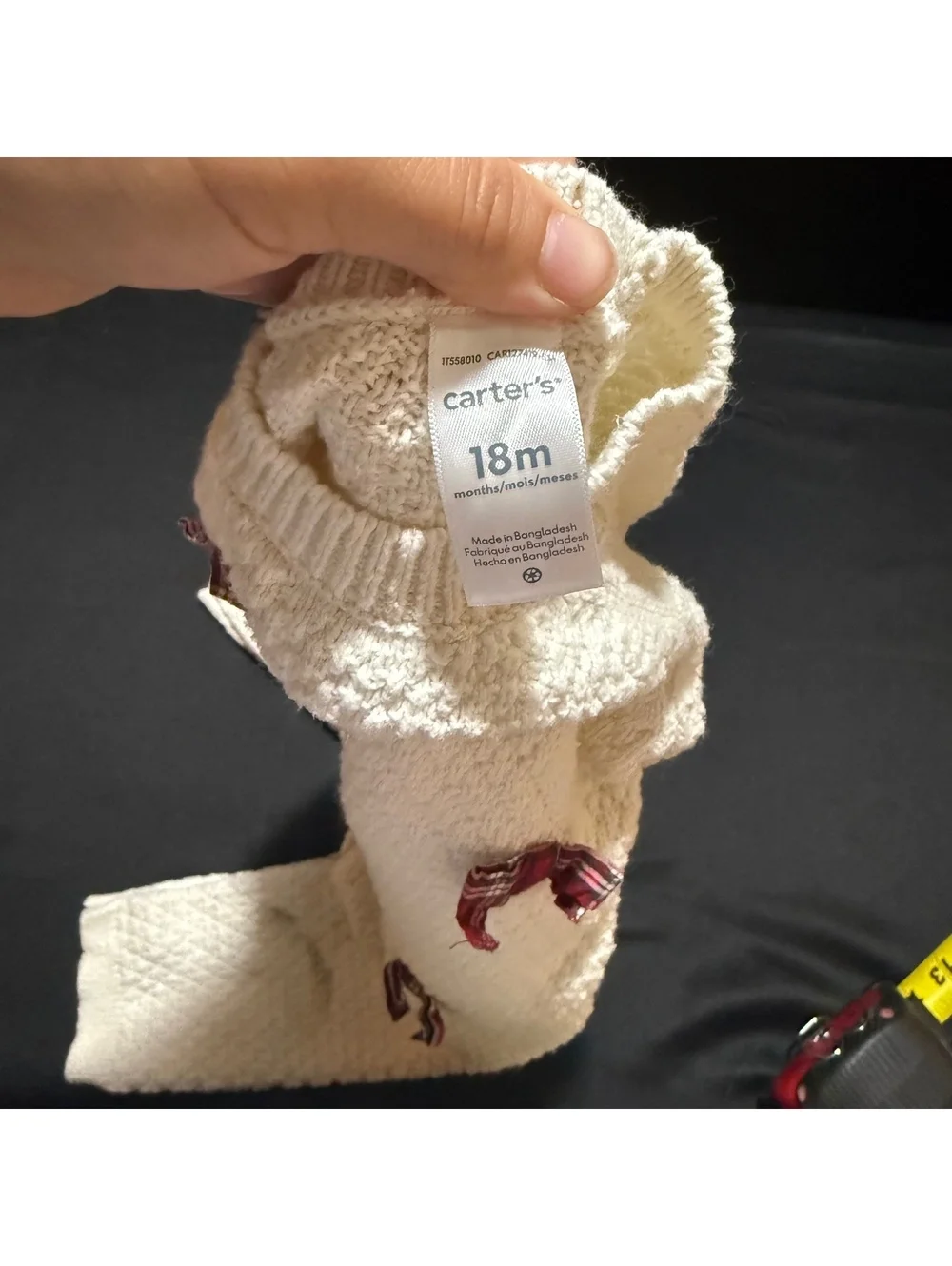 Carter's 18M Cream Knit Baby Romper with Plaid Bows